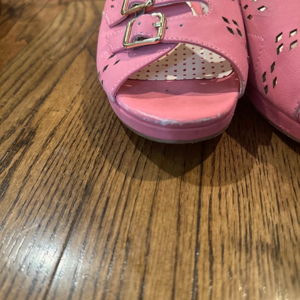 But Another Innocent Tale Pink Wedge Sandals - Picture 2 of 3